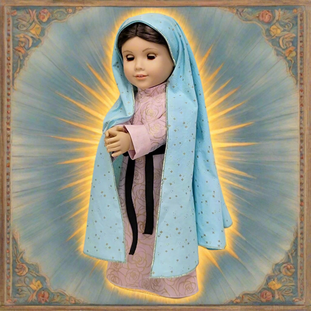 18-inch doll dressed as Our Lady of Guadalupe