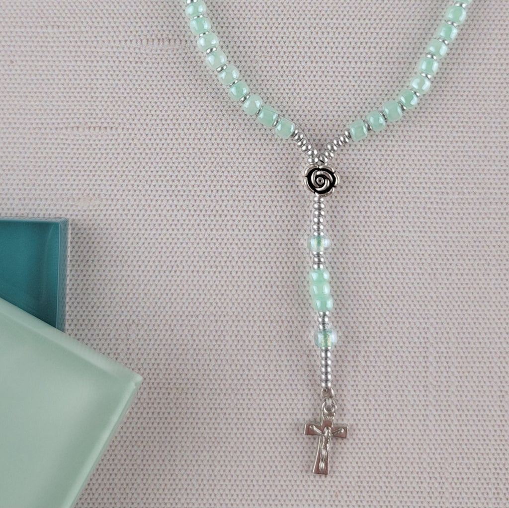 Mint rosary close up of bottom portion